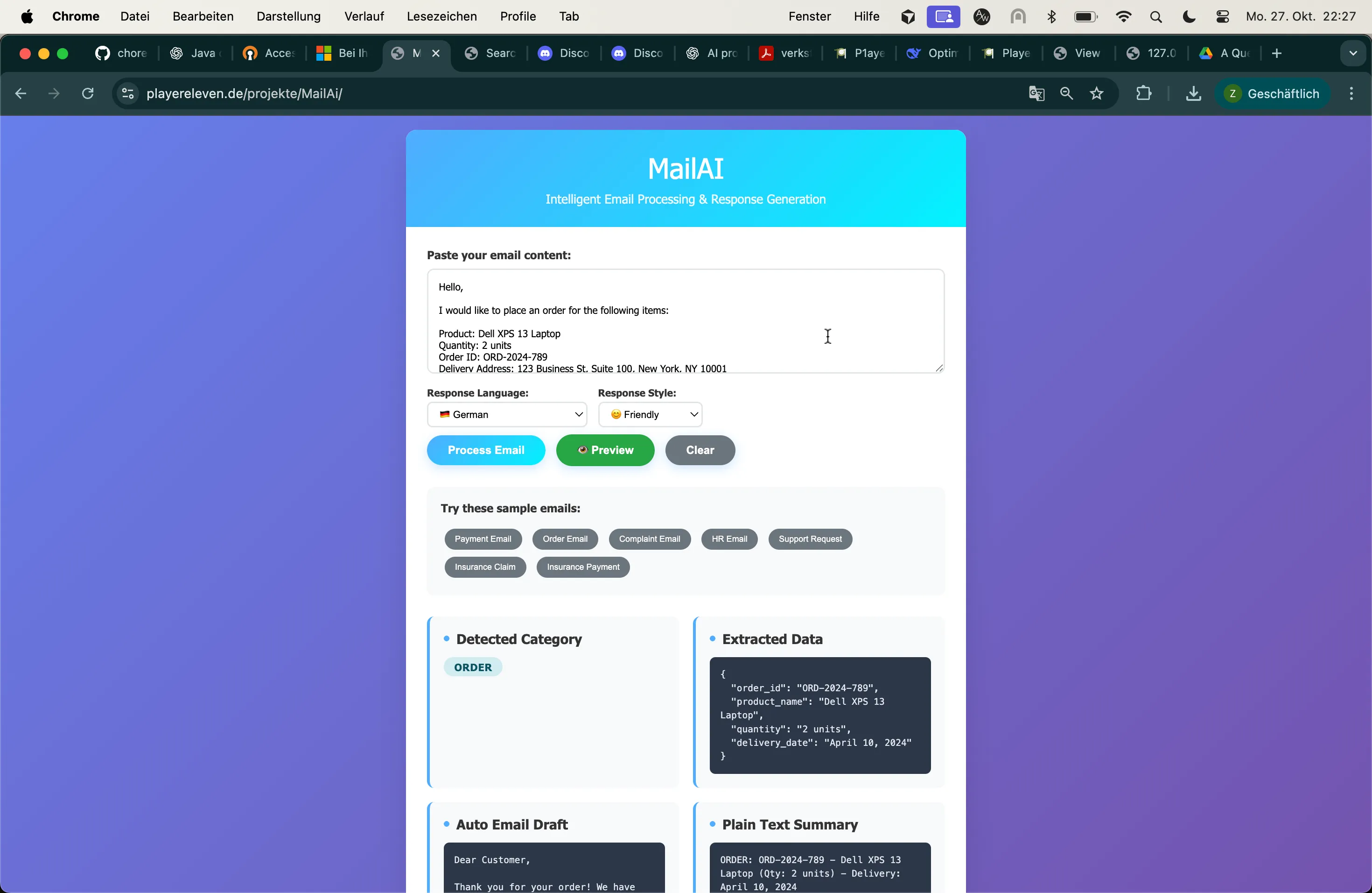 ERP Mail Assistent - KI für Evaluierung, Kategorisierung und intelligente Erstellung von Antworten