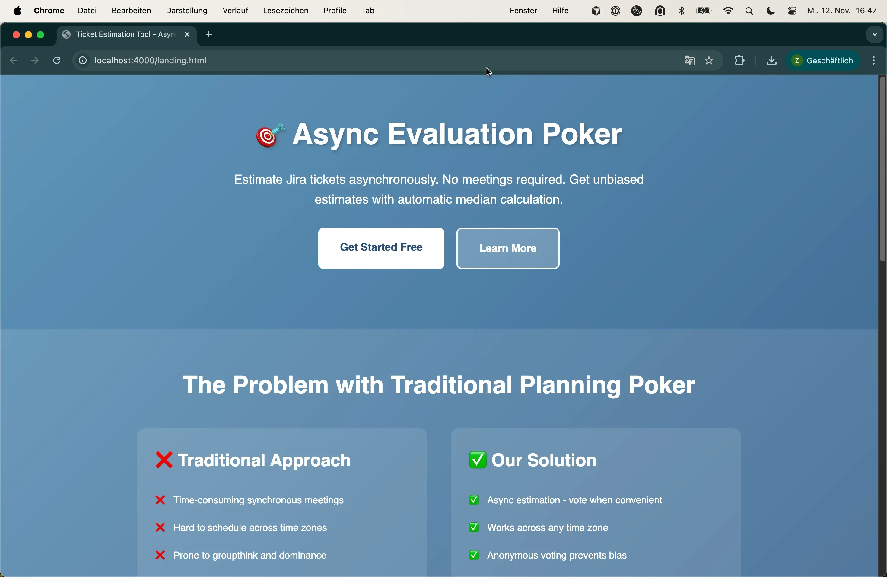 Ticket Estimation Tool - Real-time estimation session
